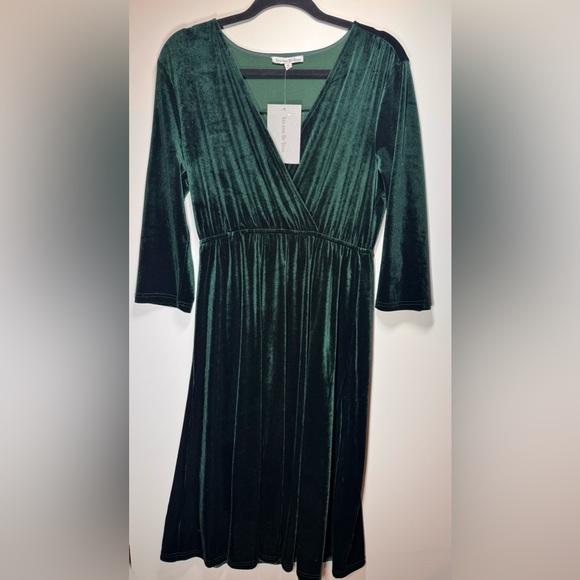See And Be Seen Dresses & Skirts - NWT- Elegant Green Velvet Dress- Size Medium